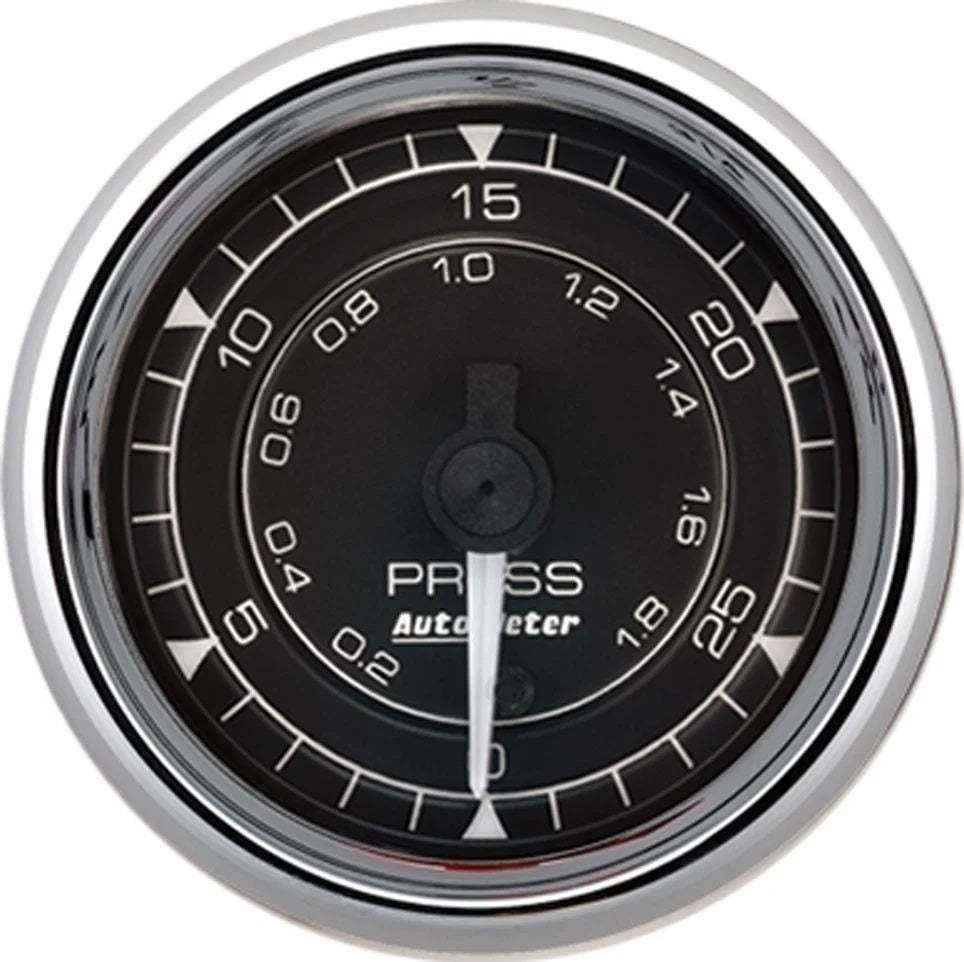 Autometer 9764 Chrono Series Fuel Pressure Gauge 0-30 PSI, 2-1/16 Inch Diameter, Black Face, Electric Full Sweep