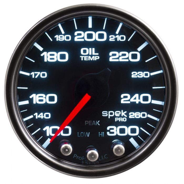 Autometer P32252 Spek Pro 2-1/16 Inch Oil Temperature Gauge 100-300°F Black Dial