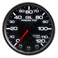 Autometer Spek-Pro Oil Pressure Gauge P32552, 0-120 psi, 2-1/16 Inch Diameter, Black Face, Electric Analog with Stepper Motor