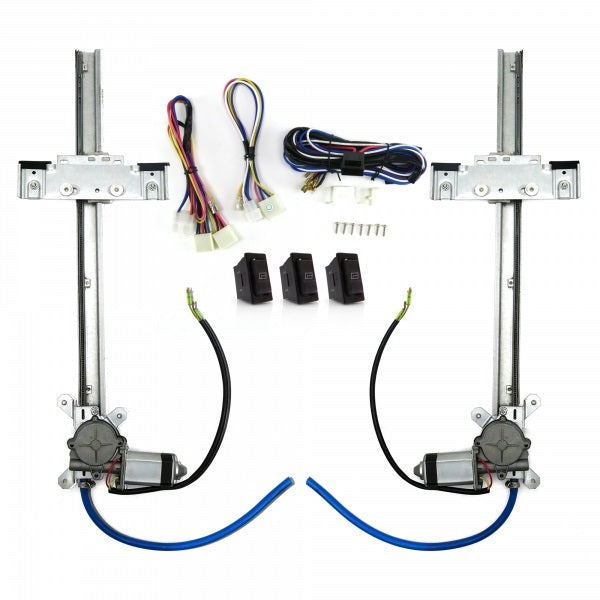 AUTO-LOC AUTPW55033 Power Window Kit with Switches for Universal Flat Glass Windows, 2-Door U-Wire Design