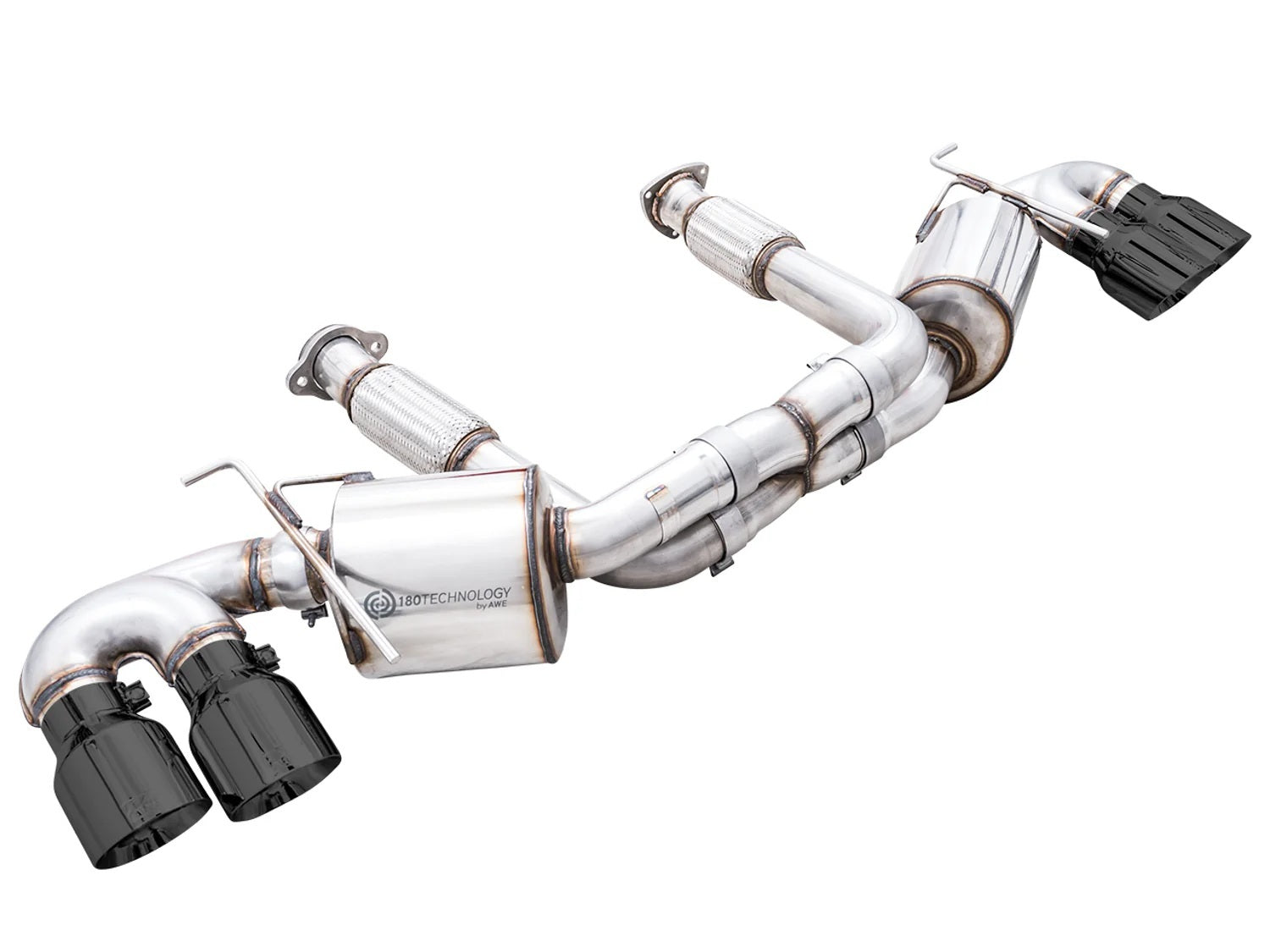 AWE Tuning C8 Corvette Exhaust Kit with Quad Black Tips and 3-Inch Diameter Cat-Back System