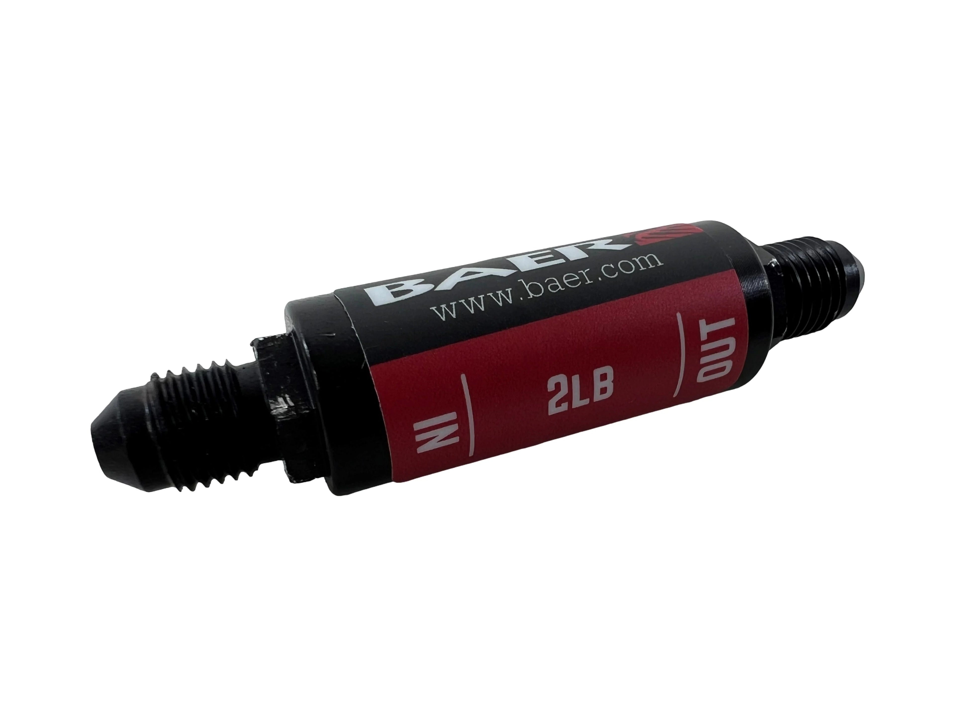 Baer Brakes BAE6805147 Residual Pressure Valve, 2 lb, 3 AN Male Inlet and Outlet, Aluminum, Black Anodized Finish