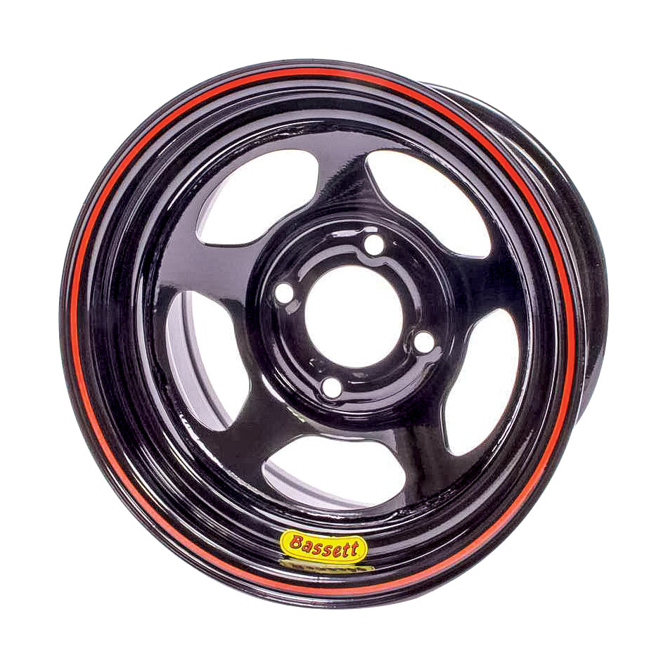 BASSETT 37SN3 Inertia Advantage 13 Inch Steel Wheel with 3-Inch Backspace and 5x100mm Bolt Pattern in Black Powder Coat