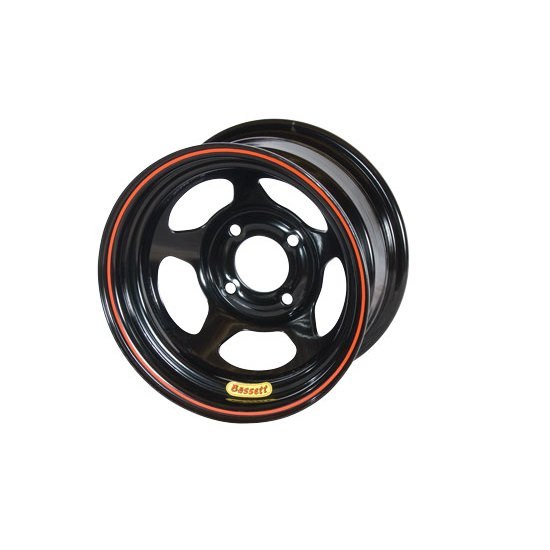 Bassett Wheel 38SP3 13x8 Inch D-Hole Steel Wheel with 4.25-Inch Bolt Pattern and Black Powder Coat Finish
