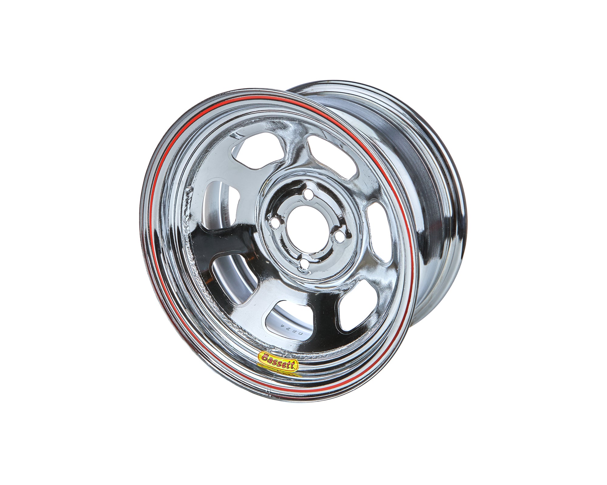 Bassett 47SH3C 14x7 D-Hole Lightweight Steel Wheel with Chrome Finish, 4x100mm Bolt Pattern