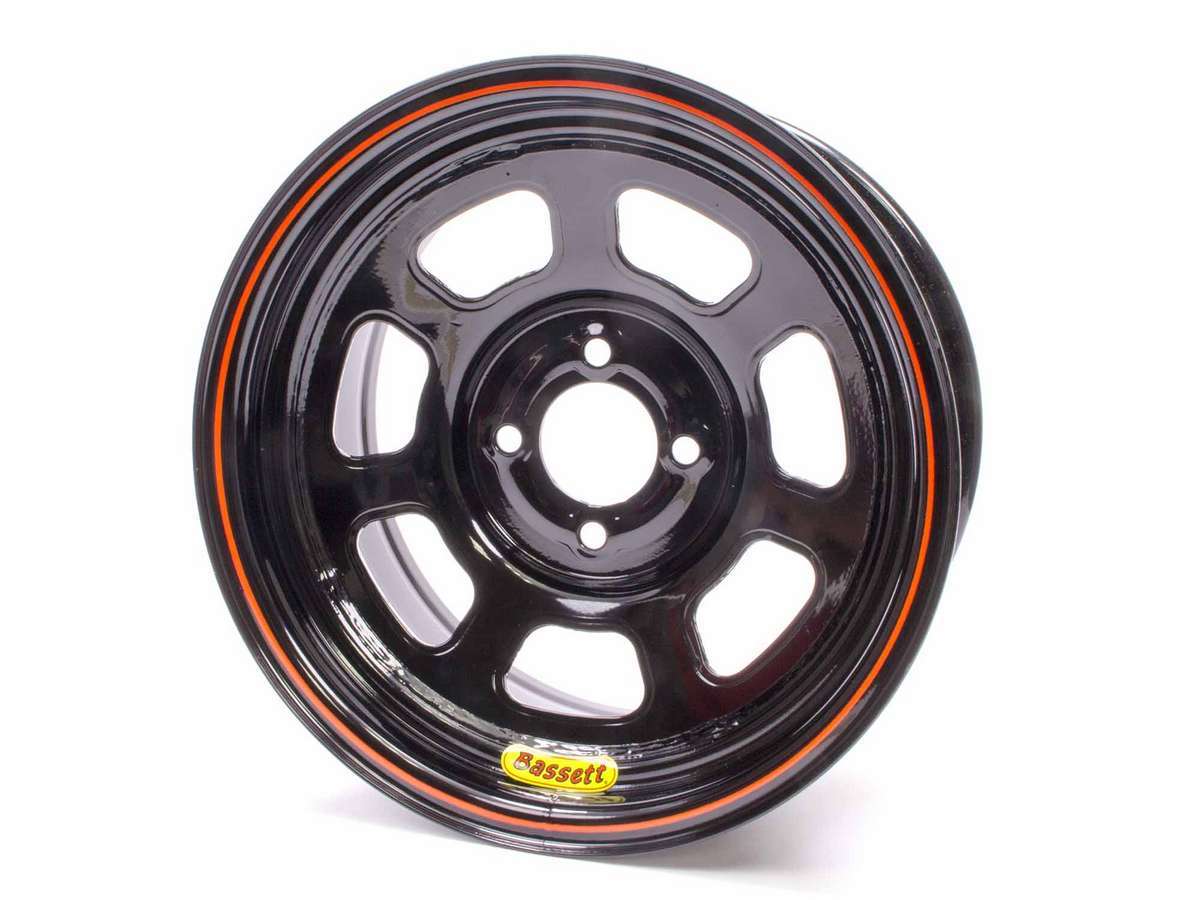 Bassett 47SH4 Wheel 14x7 D-Hole with 4-inch Backspace for 4x100 Bolt Pattern, Black Powder Coat Steel Construction