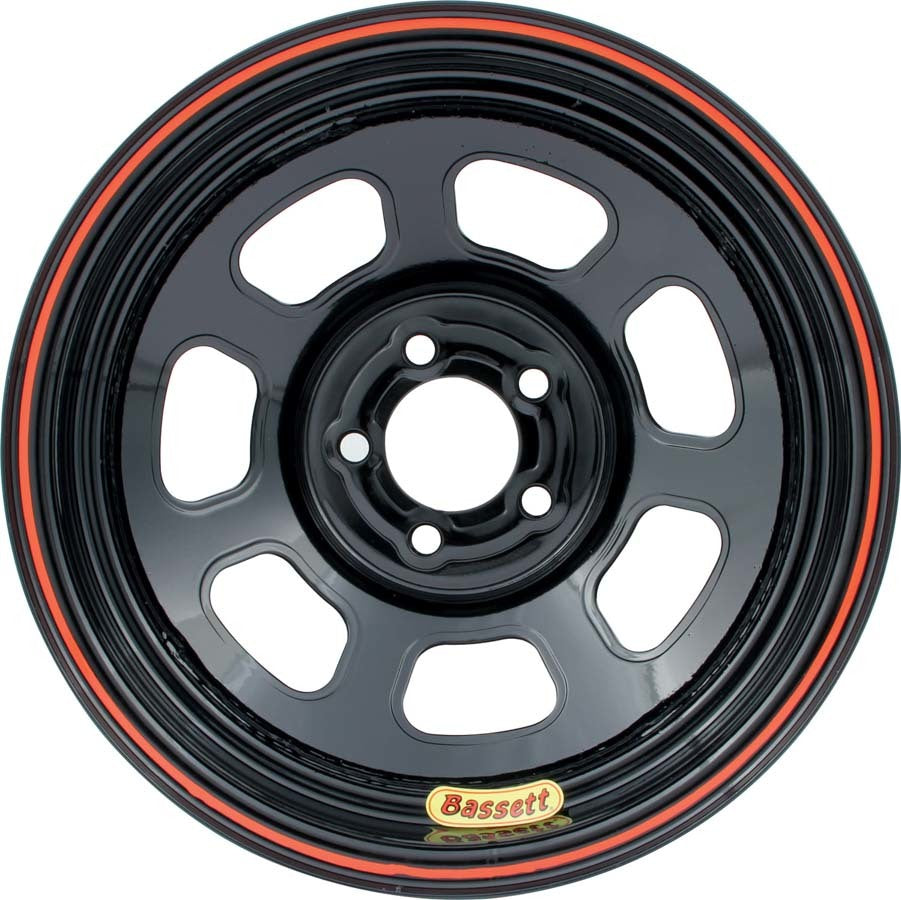 Bassett 47SN2 14x7 D-Hole Steel Wheel with Black Powder Coat Finish, 5x100mm Bolt Pattern, 2-Inch Backspace