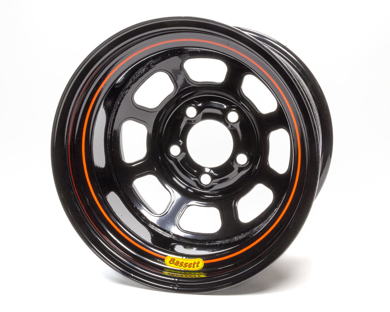 BASSETT 50S53B 15x10 5x5 Beaded Black Spun Steel Wheel with 8 Spoke D-Hole Design