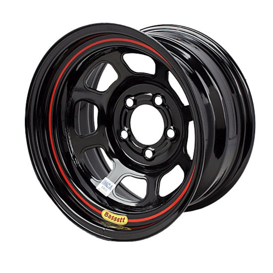 Bassett 57RN3 15x7 Inch DOT Street Legal Steel Wheel with Black Powder Coat Finish