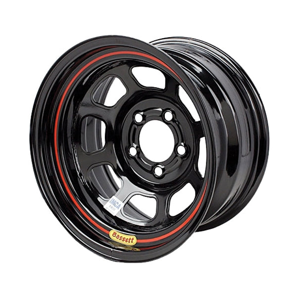 Bassett Wheel 15x7 Inch DOT Street Legal Steel Wheel with Black Powder Coat Finish, 5x100mm Bolt Pattern