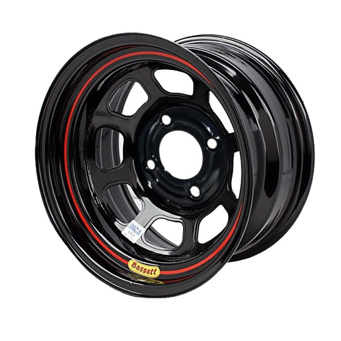 Bassett Wheel BAS57RT4 15 Inch x 7 Inch DOT Street Legal Steel Wheel with Black Powder Coat Finish