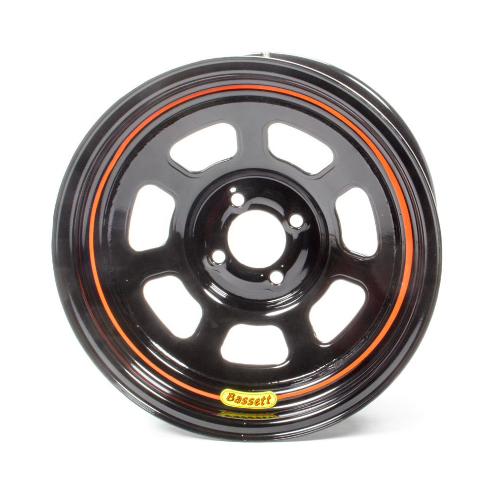 Bassett 57SH3 15x7 D-Hole Steel Wheel with Black Powder Coat Finish, 4x100mm Bolt Pattern