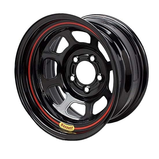 Bassett 57SH35 Steel D-Hole Wheel 15x7 Inches Black Powder Coat Finish
