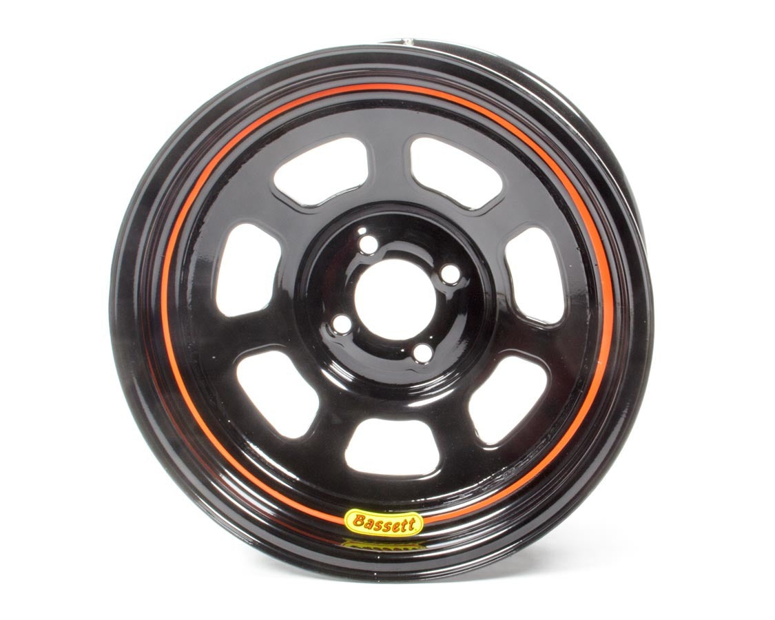 Bassett 57SH4 15x7 Steel Wheel with Black Powder Coat Finish and 4-Inch Backspacing for 4x100mm Bolt Pattern