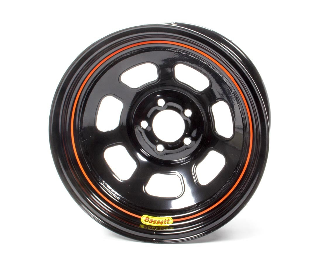 Bassett 57SN3 Wheel 15x7 Inches Black Powder Coat Steel 8 Spoke D-Hole Design with 3 Inch Backspace for 5x100mm Bolt Pattern