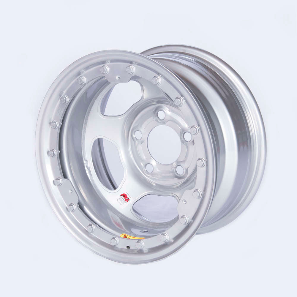 Basset Inertia Advantage 15x8 Steel Beadlock Wheel with Silver Powder Coat, 5x5 Bolt Pattern
