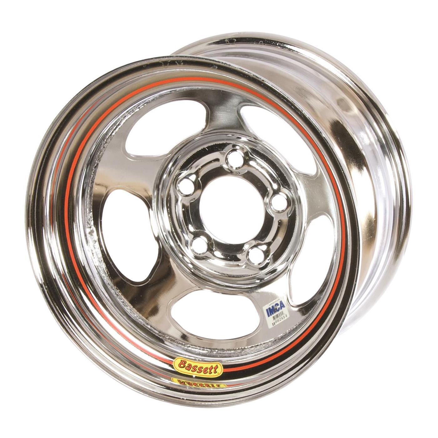 Bassett 58AC2IC 15x8 Inertia Beaded Steel Wheel with Chrome Finish and 5x4.75 Bolt Pattern