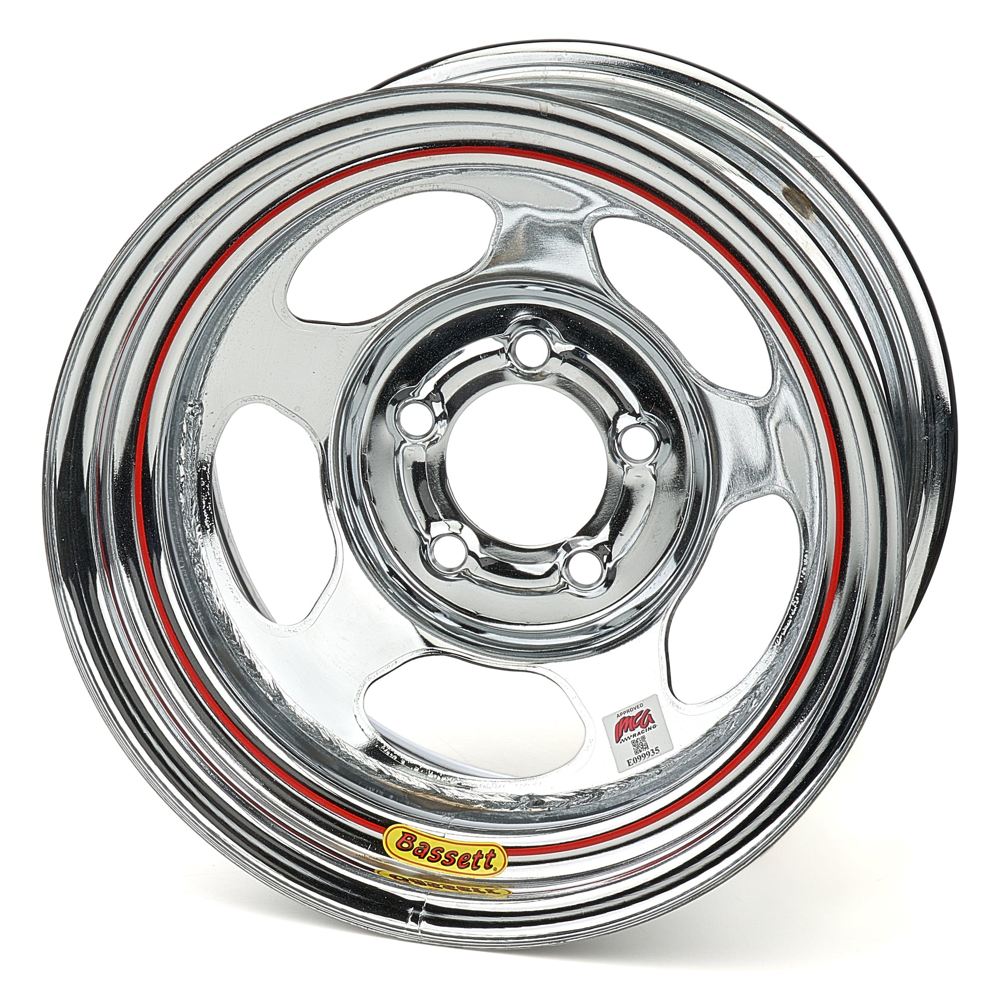 Bassett 58AC3IC 15x8 Inertia Beaded Steel Wheel with Chrome Finish, 5x4.75 Bolt Pattern, 3-Inch Backspace