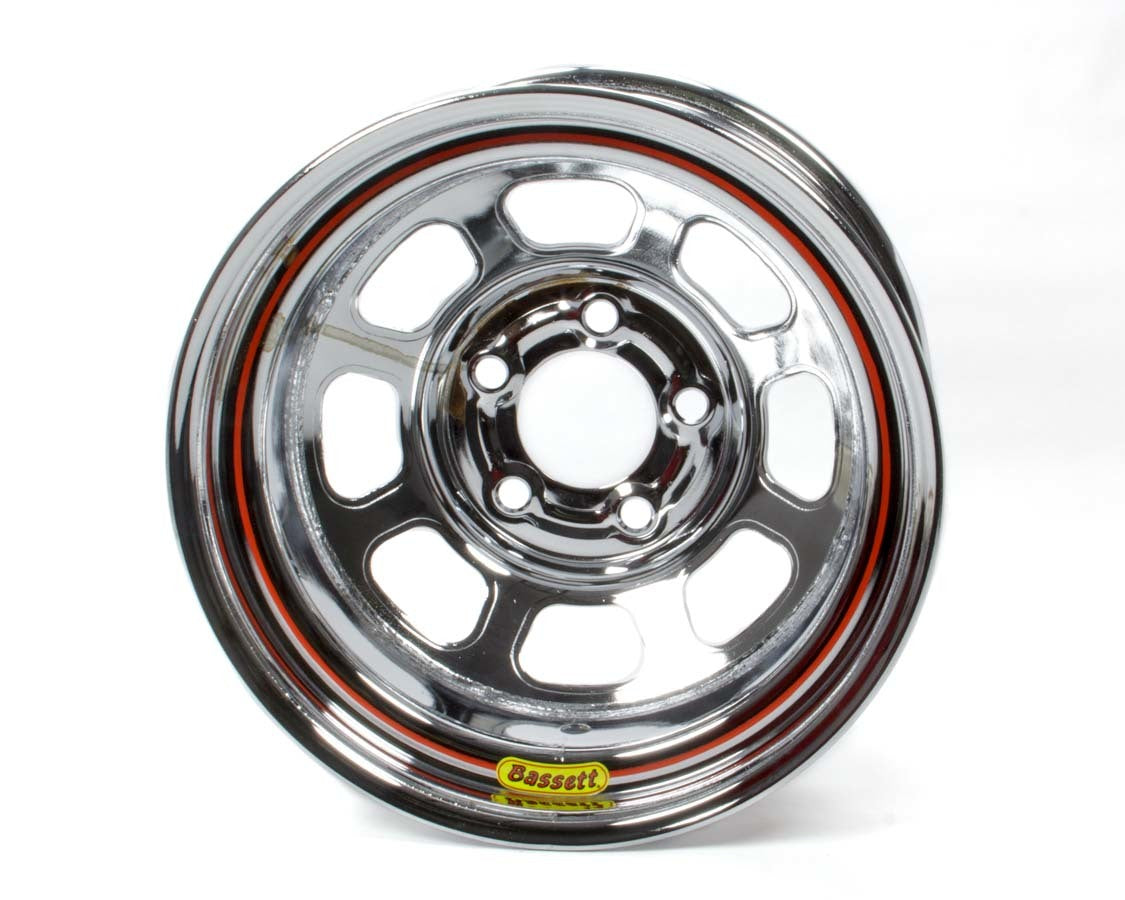 Bassett 58D52EC 15x8 Steel Wheel with Chrome D-Hole Armor Edge Finish, 5x5 Bolt Pattern, 2-Inch Backspace