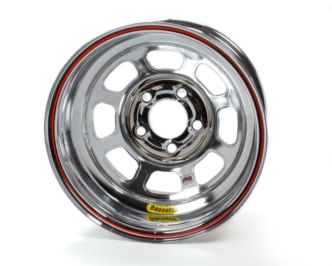 Bassett 58D52IRBC 15x8 IMCA Wheel with D-Hole Design in Chrome Finish