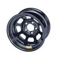 BASSETT 58D53IRING 15x8 IMCA D-Hole Steel Wheel with Black Powder Coat and Mud Cover Tabs