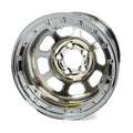 Bassett 58D54ICLK 15x8 Beadlock Chrome Steel Wheel with 5x5 Bolt Pattern and 4-Inch Backspacing