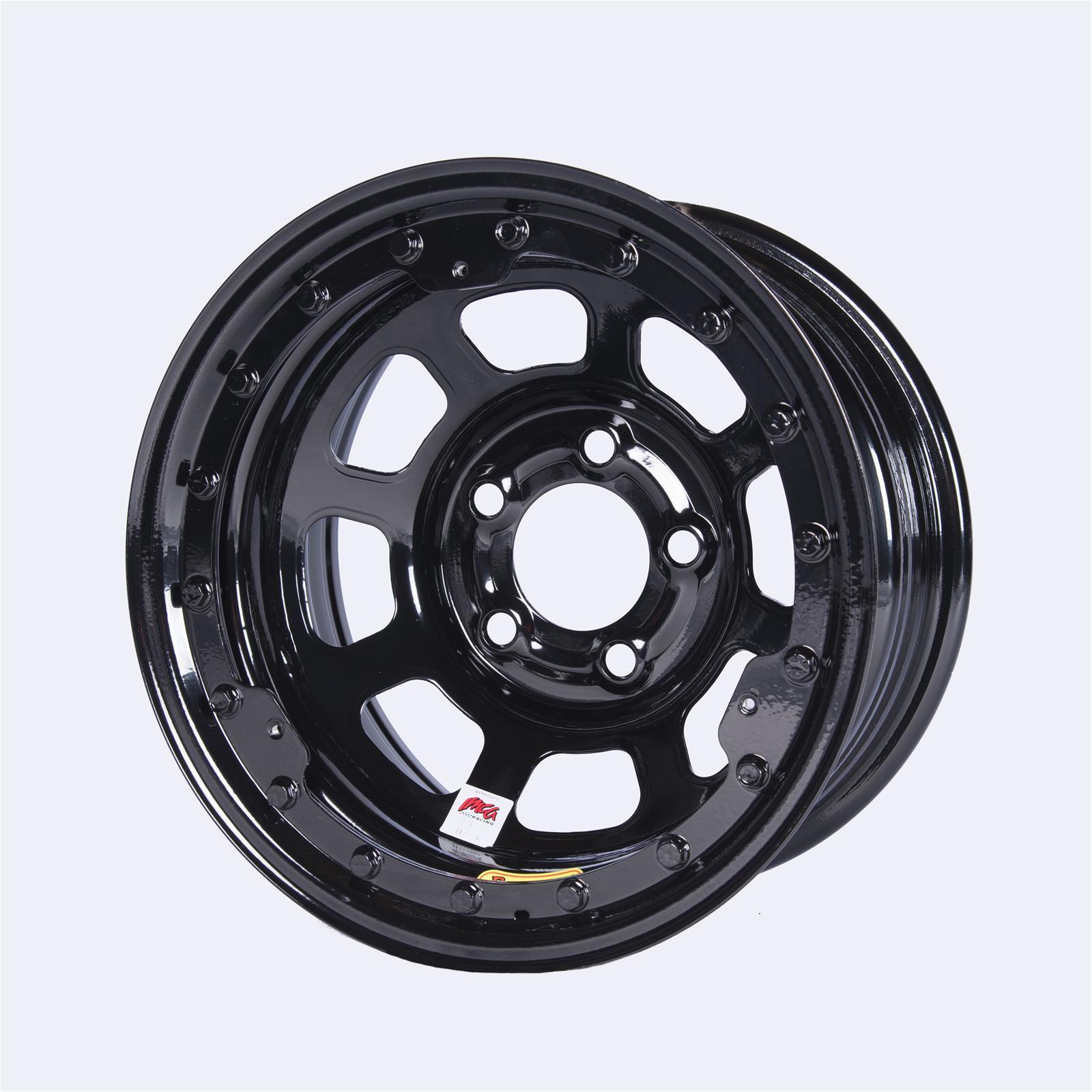 Basset Wheel 58DC475ILK 15 Inch x 8 Inch Beadlock Steel Wheel with 5x4.75 Bolt Pattern and Black Powder Coat Finish