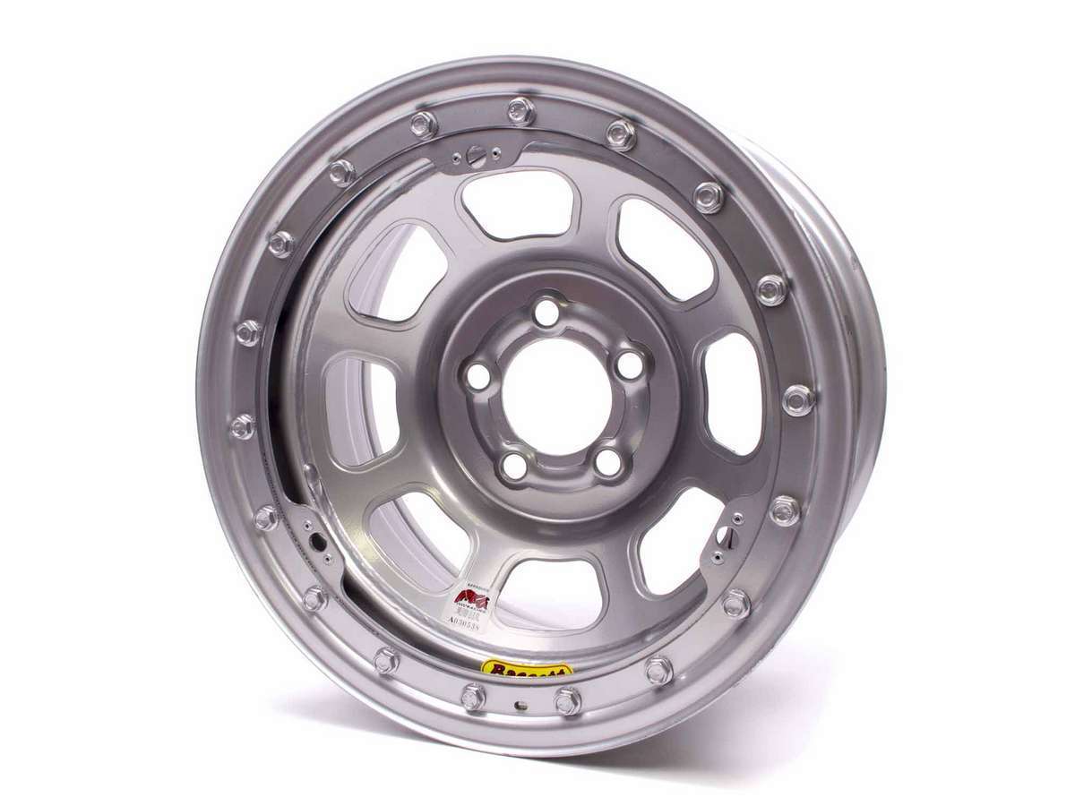 Bassett 58DC475ISLK 15x8 D-Hole Beadlock Wheel with Silver Powder Coat Finish
