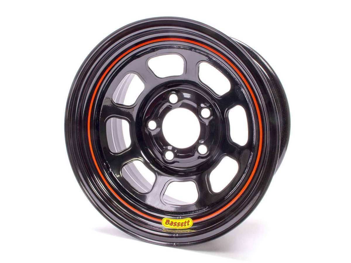 Bassett 58SF5 15x8 Black Powder Coat Steel Wheel with 5x4.5 Bolt Pattern and 5 Inch Backspace