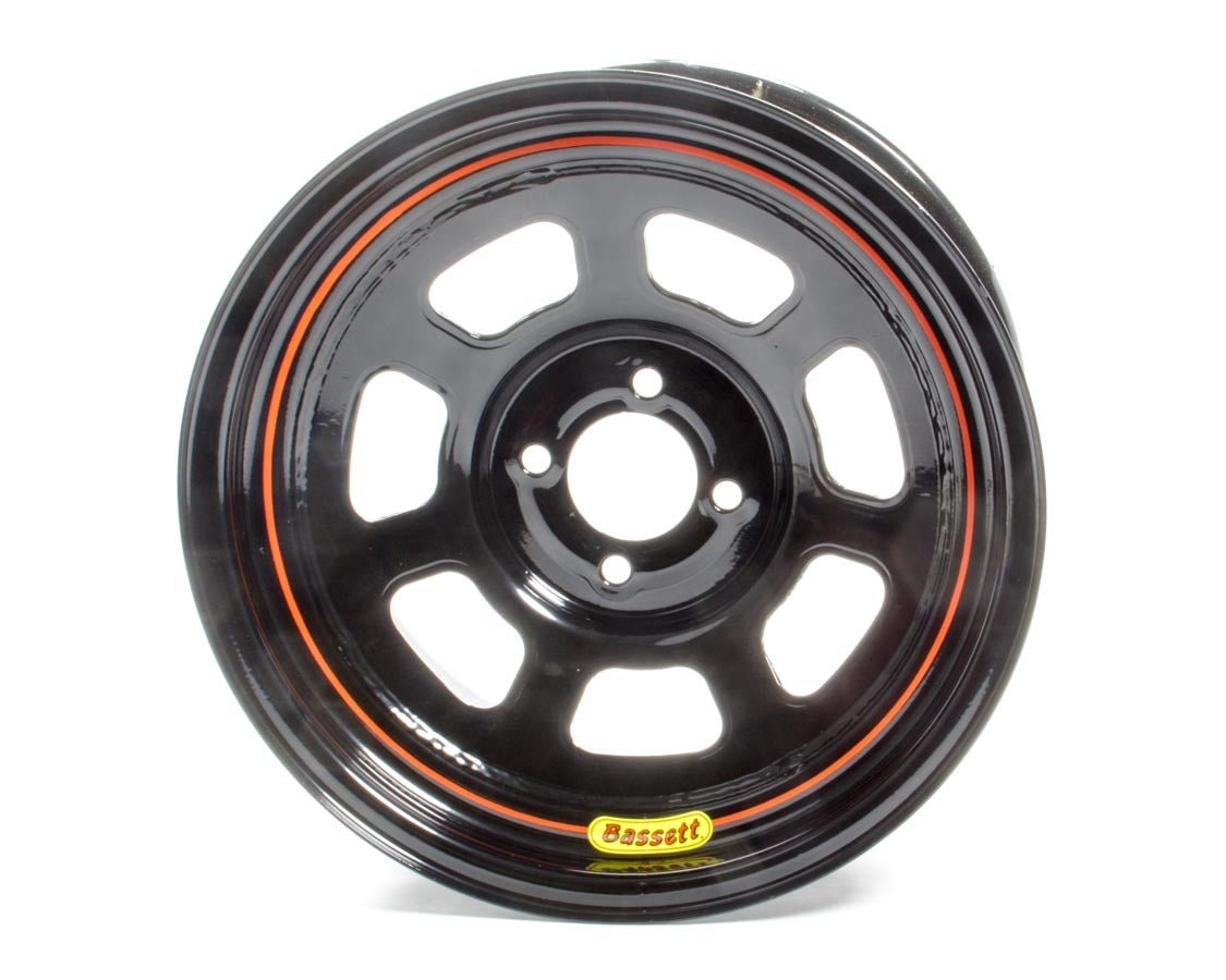 Basset Wheel 58SH5 15x8 D-Hole Steel Wheel with Black Powder Coat Finish and 5-Inch Backspace