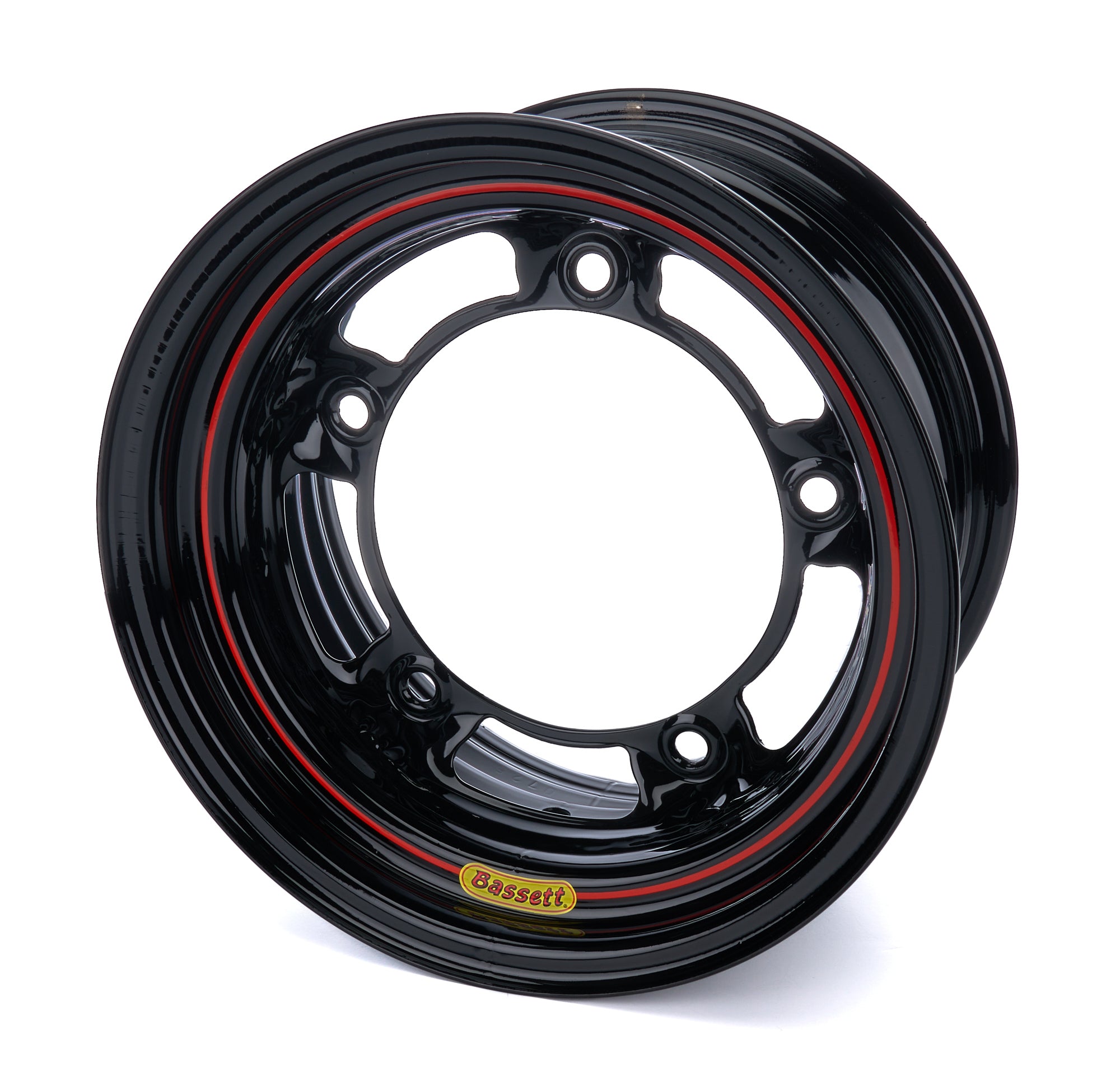 BASSETT 58SR45-HL 15x8 Steel Wheel with 4.5-Inch Backspace, Black Powder Coat, Wide 5 Bolt Pattern