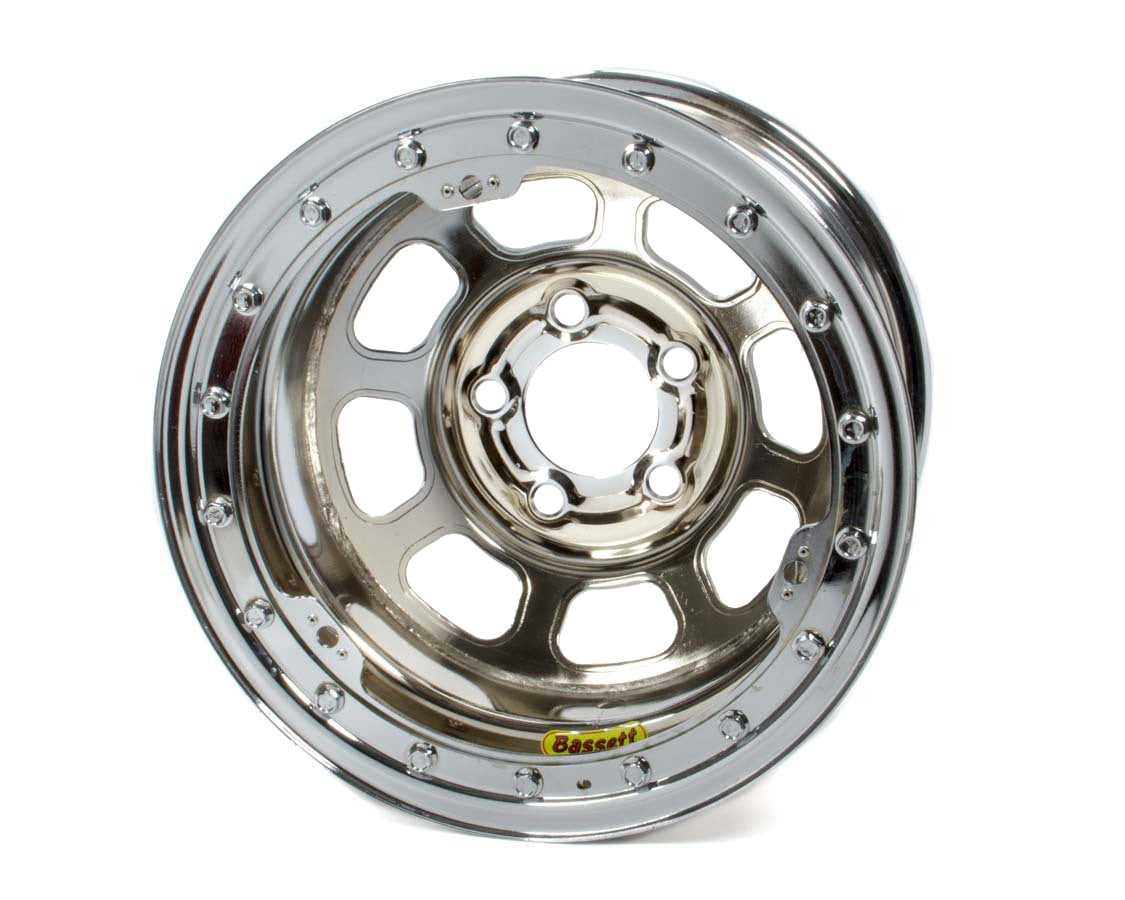 Bassett 59D54CL 15 Inch Diameter 8.75 Inch Width Chrome Steel Beadlock Wheel with D-Hole Design