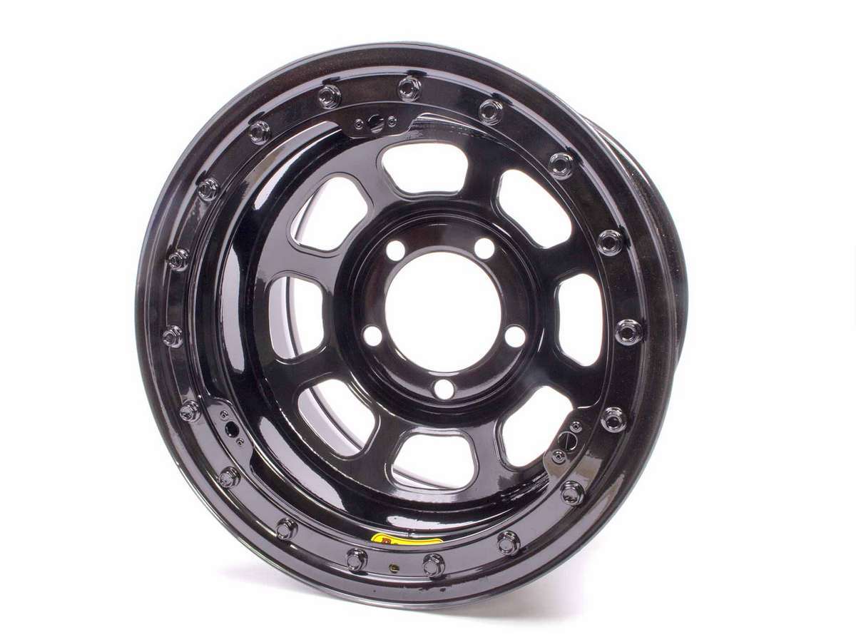 Bassett 59D54LK 15-Inch D-Hole Beadlock Steel Wheel with Black Powder Coat Finish, 8.75 Inch Diameter, 4-Inch Backspace, 5x5 Bolt Pattern