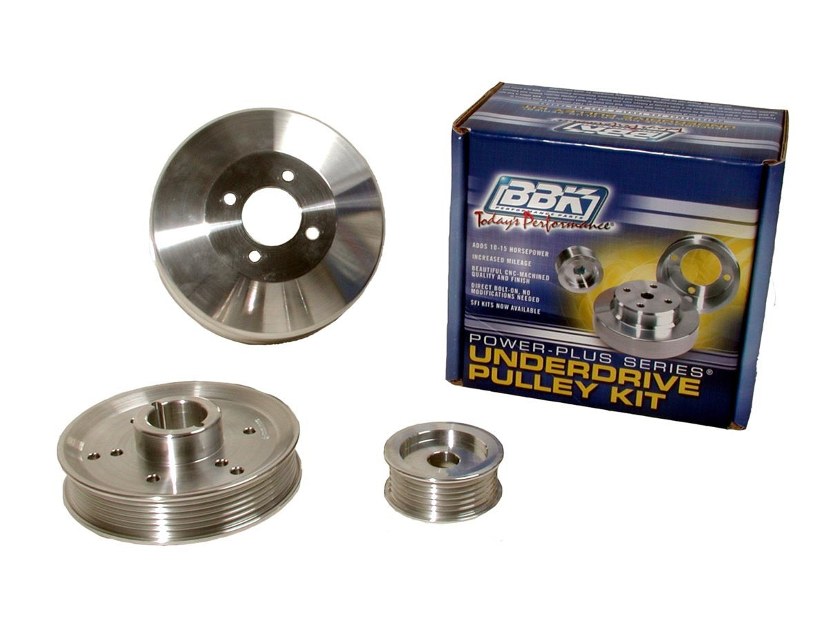 BBK Performance 1555 Aluminum Under Drive Pulley Kit for Ford 4.6L Modular Engines, 1996-2001 Mustang, 6-Rib Serpentine Belt