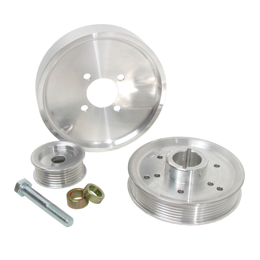 BBK Performance 1559 Under Drive 6-Rib Serpentine Aluminum Pulley Kit for Ford Mustang 2001-2004 GT and Cobra