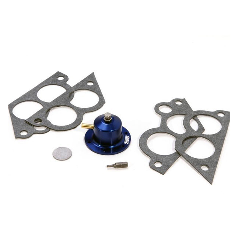BBK Performance Fuel Pressure Regulator 1714 for GM TPI V8 Engines, 35 to 65 PSI, Aluminum, Blue Anodized, Rail Mount, Adjustable