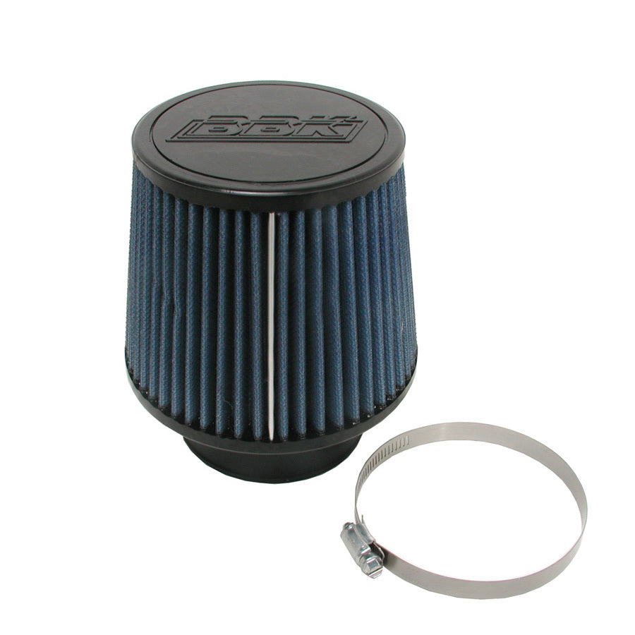 BBK Performance Conical Air Filter Part Number 1740, 5 Inch Base, Reusable Cotton, Blue