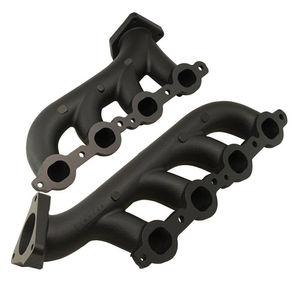 BD Diesel LS Exhaust Manifold Kit Pair for GM Trucks 2002-2013 with Black Ceramic Coating