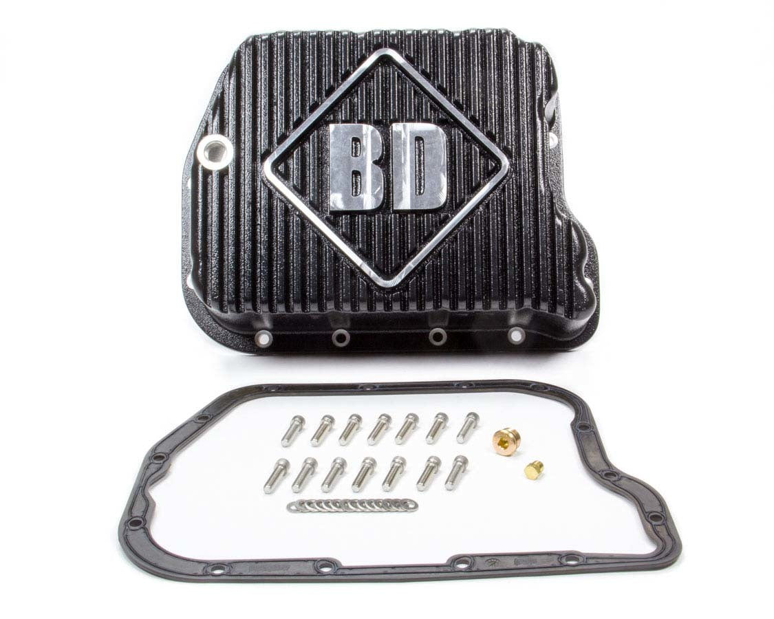 BD Diesel 1061501 Deep Sump Transmission Pan for Dodge 1989-2007 with Cast Aluminum Construction and Finned Design