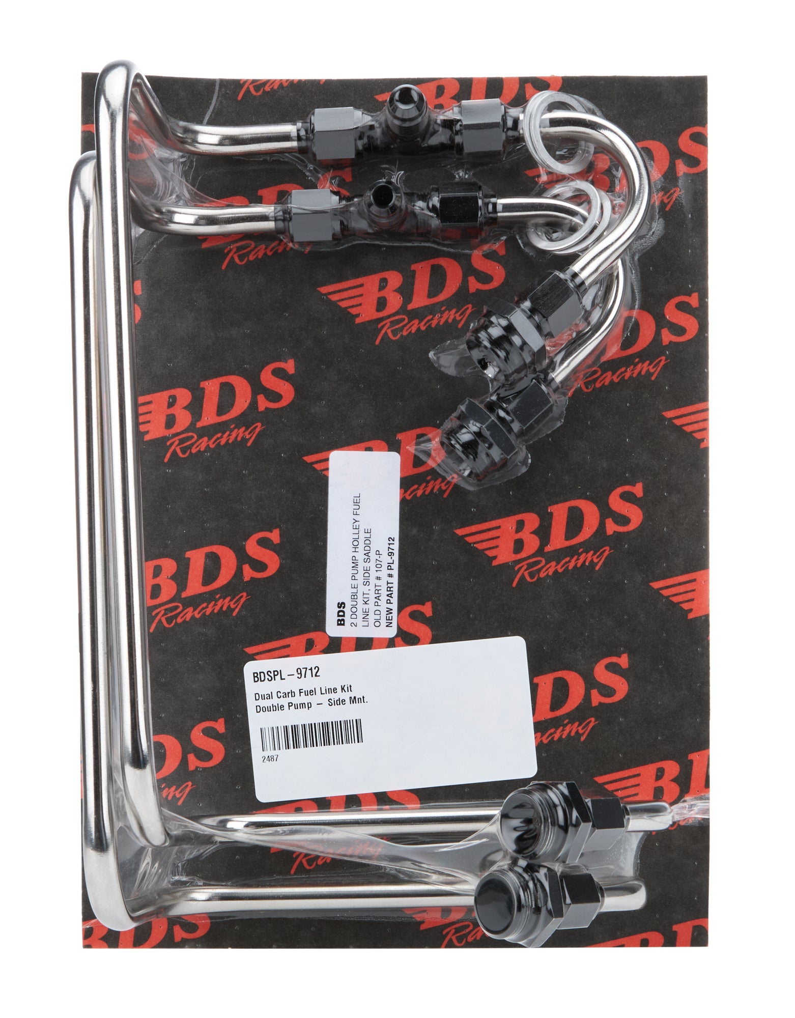 Blower Drive Service PL-9712 Dual Carburetor Fuel Line Kit with 6 AN Male Inlet and Dual 6 AN Female Outlets, Stainless Steel, Polished Finish