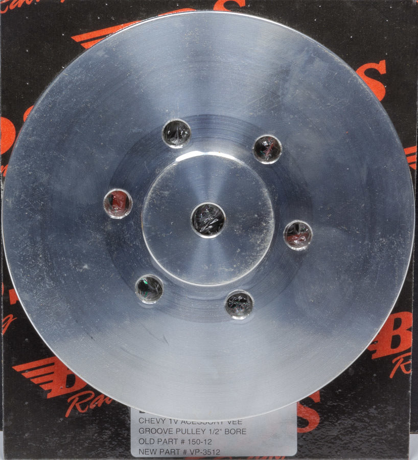 Blower Drive Service VP-3512 Aluminum Single Vee Groove Pulley, 6.25 Inch Diameter, Polished Finish, 1/2 Inch Bolt Hole