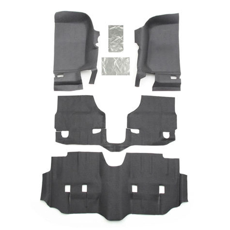 BEDRUG BedTred Floor Liner Kit for Jeep JK and JKU 2007-2018, Front, Rear, and Cargo Area, Padded with Heat Shield, Gray