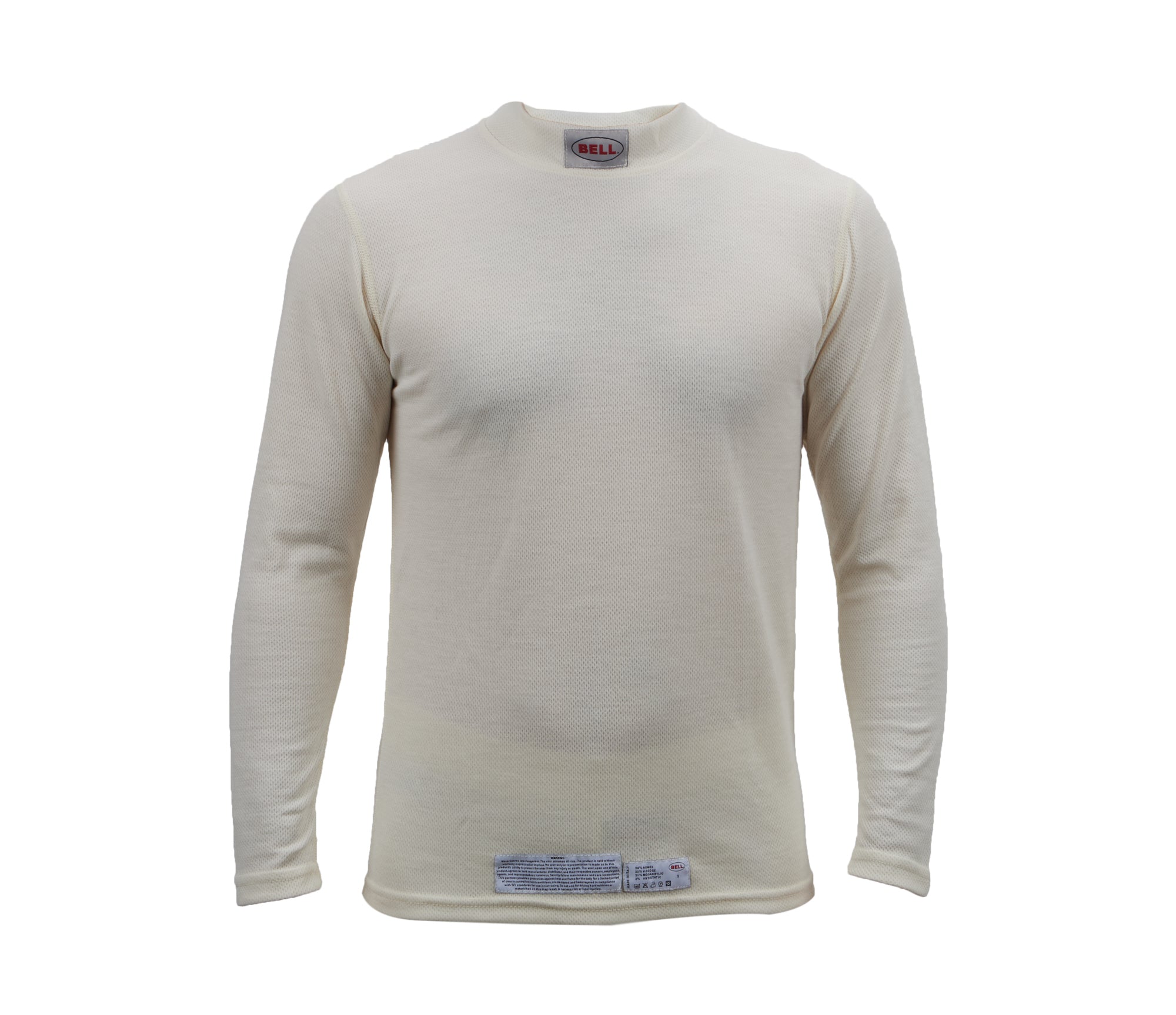 Bell Helmets BR40001 Pro-TX Long Sleeve Crew Neck Fire Retardant Underwear Top in White, Small