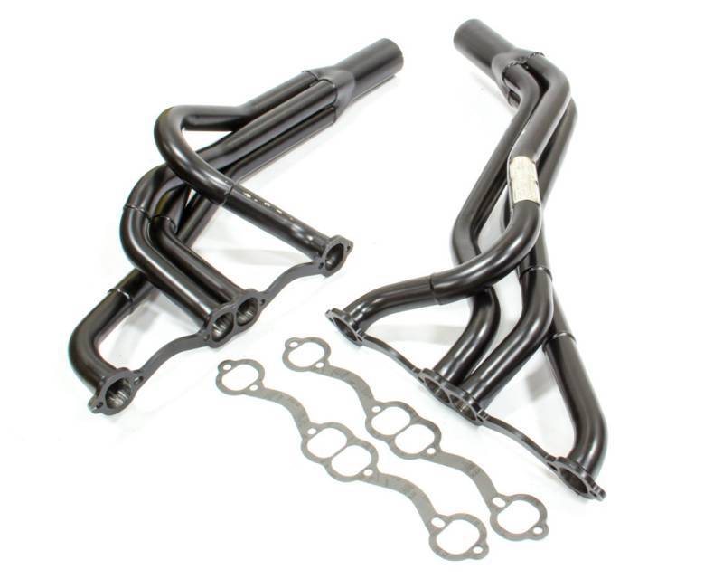 Beyea Custom Headers DLM-23S1A Full Exhaust Headers for Small Block Chevy with 1.625 to 1.75 Inch Primary Tubes and 3 Inch Collector, Steel, Black Finish