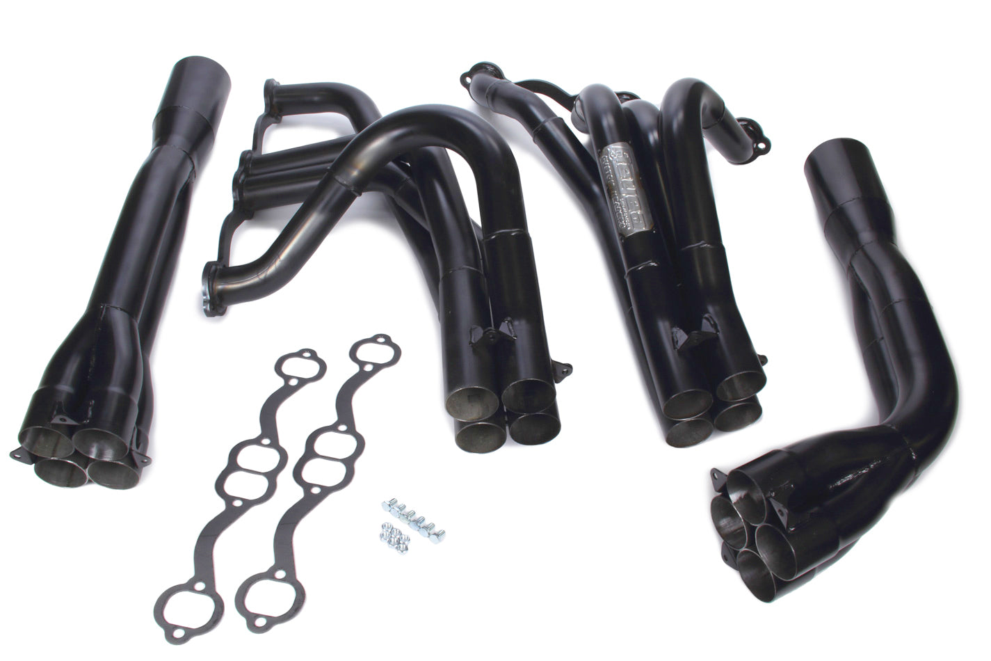 Beyea Custom Headers DLMTY-23T2 Tri-Y Exhaust Headers for Small Block Chevy, 23 Degree Head, 1.75 to 2 Inch Primary Tubes, 3.5 Inch Collector, Steel, Black Finish
