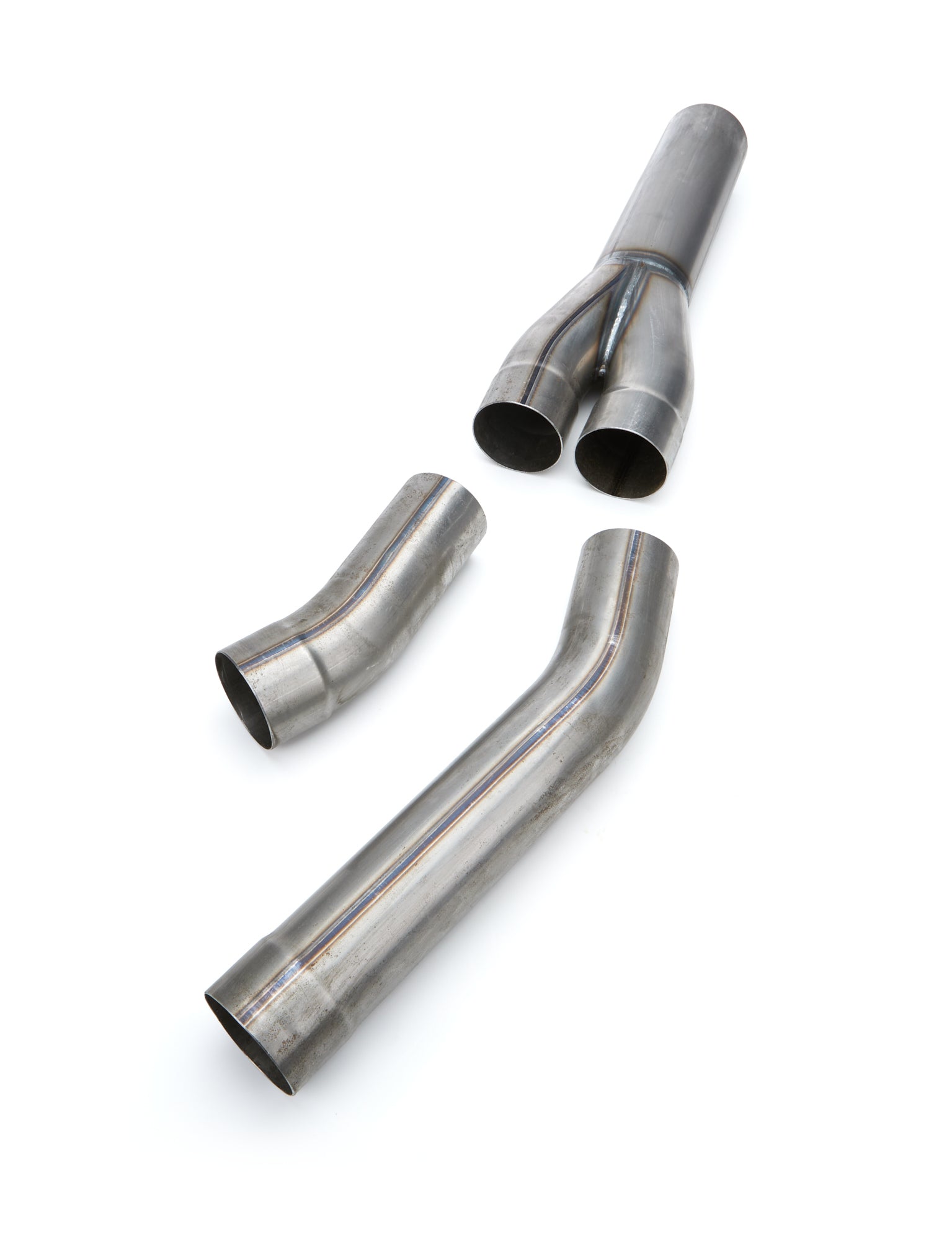 Beyea Custom Headers IDMCO-EXT Cross Over Y-Pipe Kit with Two Elbows, 3.125 Inlet, 3.5 In Outlets, Steel, Natural Finish