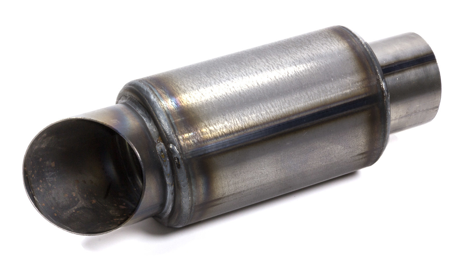 Beyea Custom Headers Muffler 2.5 Inch Center Inlet with 3 Inch Turn Down Outlet