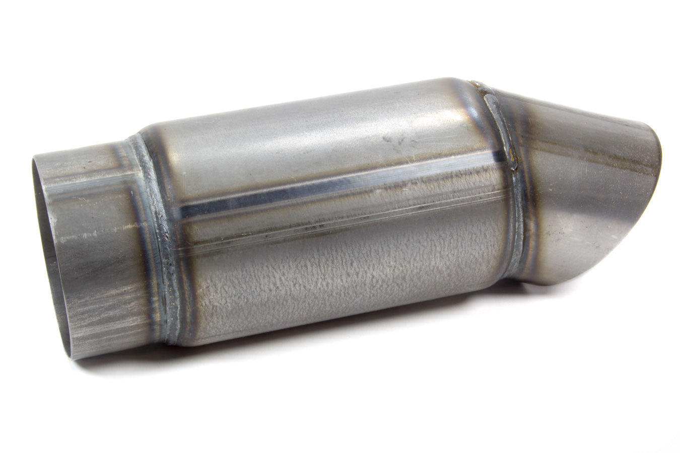 Beyea Custom Headers MUF3.5 Muffler with 3.5-Inch Center Inlet and Turn Down Outlet, 6 x 4.5-Inch Round Steel Body