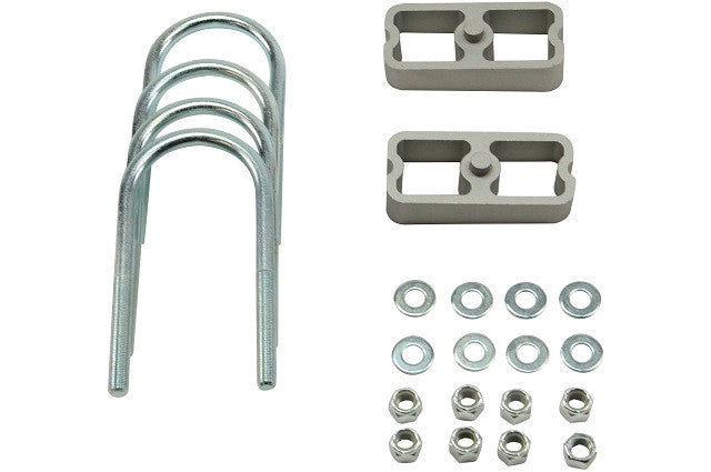 Bell Tech BLL6002 Lowering Block Kit for Rear Leaf Springs, 1 Inch Drop, Aluminum, Natural Finish