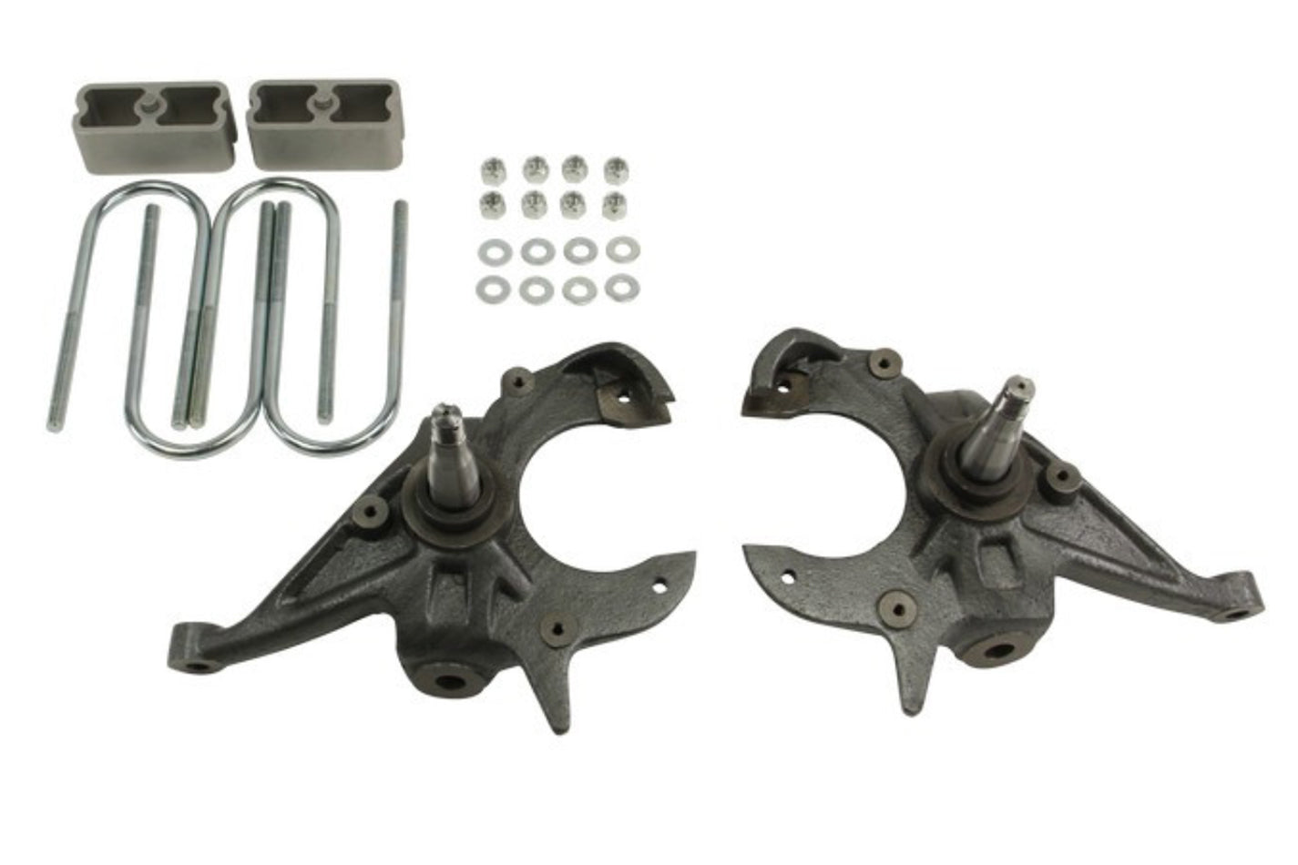 Bell Tech BLL612 Lowering Kit for GM Compact SUVs and Trucks, 2 Inches Front and Rear, Includes Blocks, Hardware, and Spindles